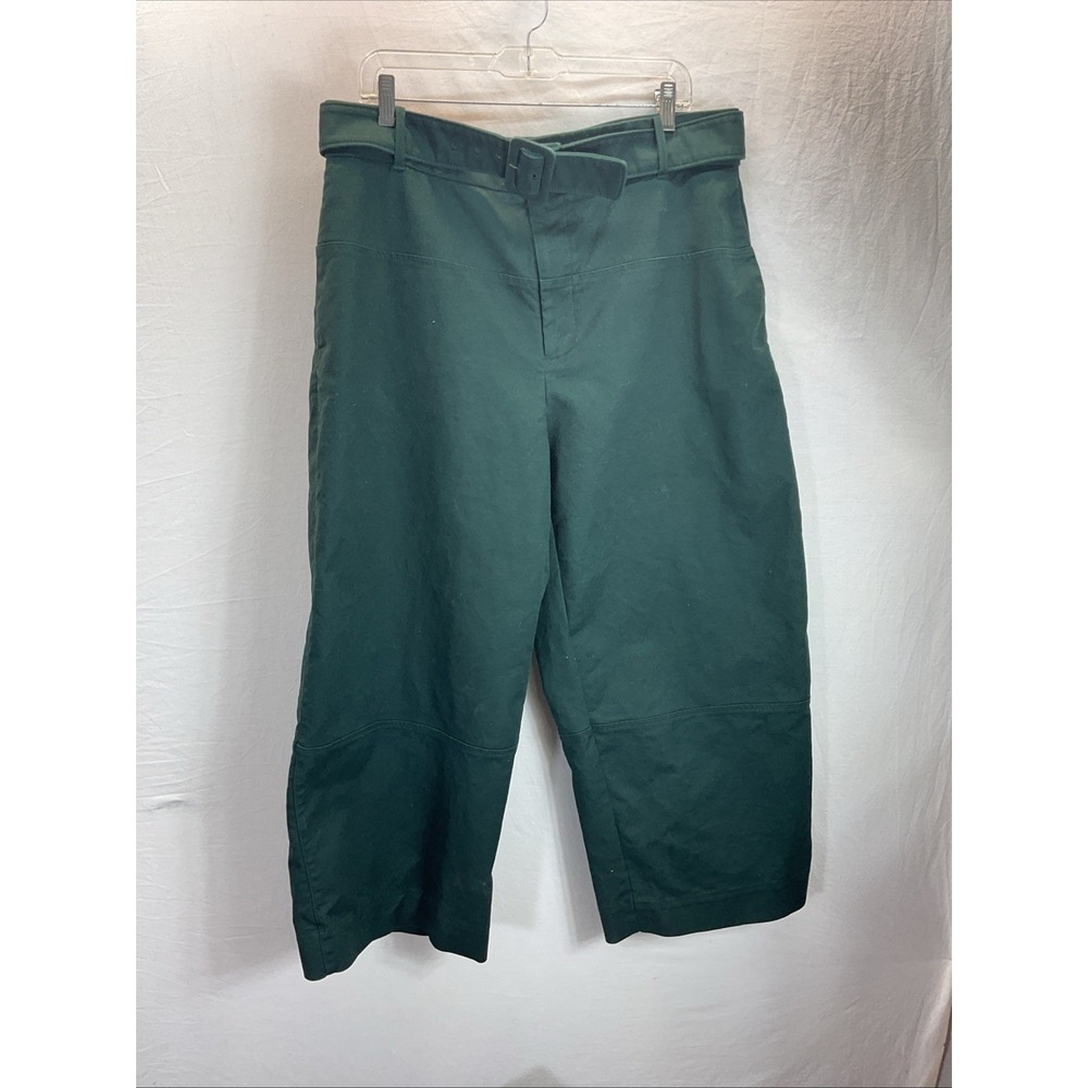 Everlane The Structured Cotton Belted Pant Green Wide‎ Leg Cropped Women's 16